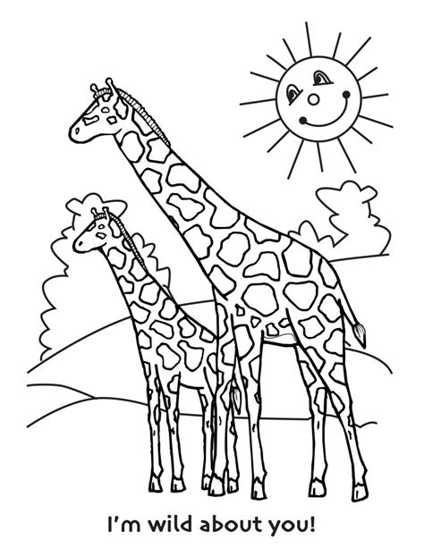 giraffes coloring pages learny kids