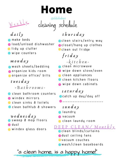 Simple Printable Weekly Cleaning Schedule World Of