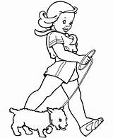 Coloring Dog Walking Girl Pages Her Puppy Printable Sheets Print Girls Cliparts Colouring Walk Color E039 Clipart Kids Clip Raisingourkids sketch template