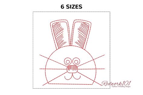 rabbit face lineart machine embroidery designs redwork