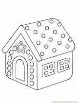 Gingerbread Coloring Christmas Pages Houses House Library Clipart Drawings sketch template