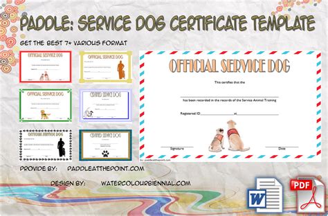 service dog certificate printable template