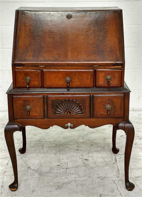 Sold Price Antique Drop Front Carved Wood Secretary Desk Invalid