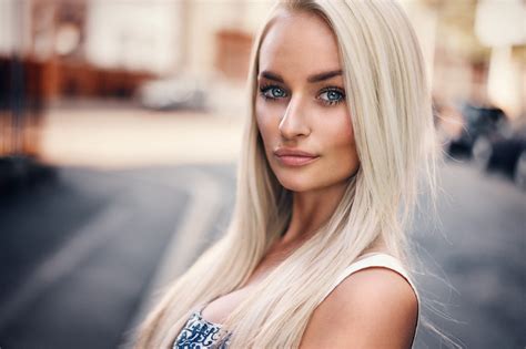 wallpaper face women model blonde long hair blue eyes dress