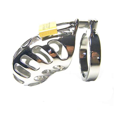 locking cock cage stainless steel penis cage male chastity devices anti masturbation adult sex
