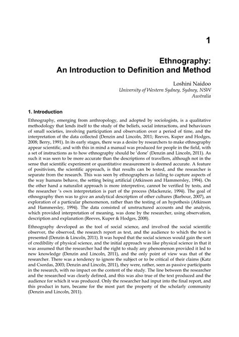 ethnography  introduction  definition  method