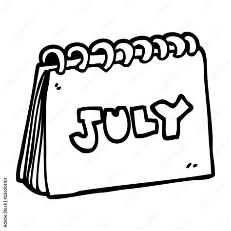 drawing cartoon calendar showing month  july stock vector