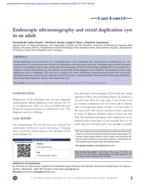 pdf endoscopic ultrasonography and rectal duplication cyst in an adult
