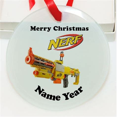 personalized nerf gun glass ornament custom gift