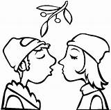 Mistletoe Christmas Coloring Pages Drawings Drawing Cute Template Easy Holly Kissing Under Getdrawings Kids Popular Most Search sketch template