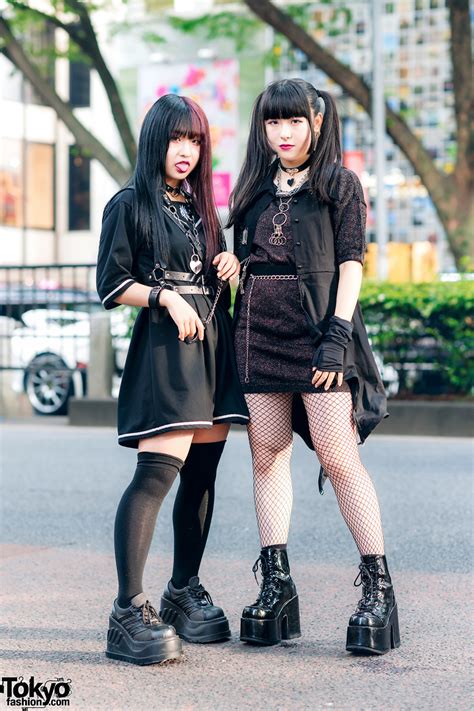 harajuku teen girls street styles w two tone hair twin tails leather