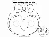 Penguin Mask Printable Girl Kids Templates Coloring Sheet sketch template