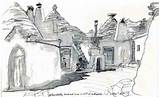 Trulli Drawing Alberobello Italy Faro Houses sketch template