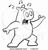 Singing Pig Cartoon Clipart Lunging Forward Coloring Thoman Cory Outlined Vector 2021 sketch template