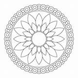 Mandala Coloring Pages Flower Simple Kids Easy Color Lotus Print Adult Geometric sketch template