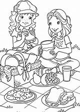 Picnic Coloring Pages Family Holly Hobbie Getcolorings Picnics Printable Color Popular Go Amy sketch template