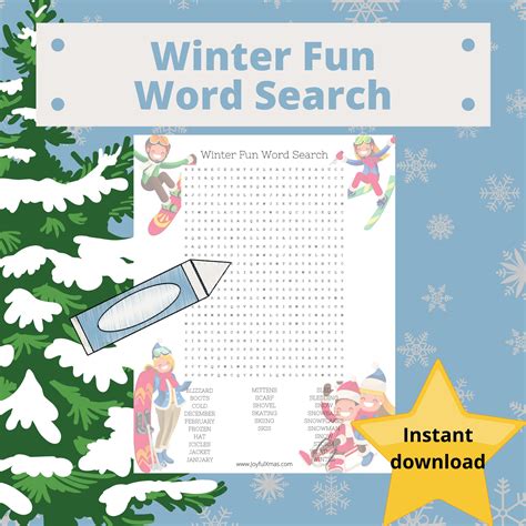 winter fun word search christmas printable instant  etsy