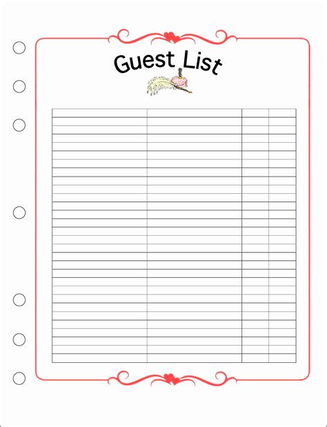 easy   wedding guest list template sampletemplatess sampletemplatess