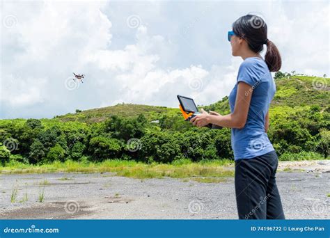 woman play  drone stock photo image  female plane
