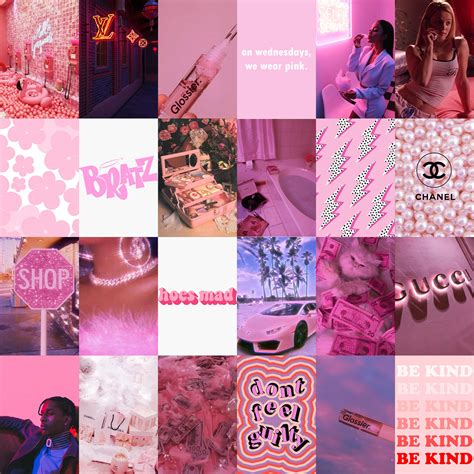 Boujee Pink Baddie Aesthetic Collage Collage Kit Pink Aesthetic Boujee