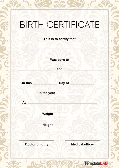 birth certificate  puppies templates