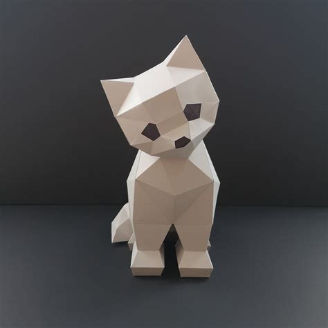 kitten papercraft template   paper model cat home etsy paper