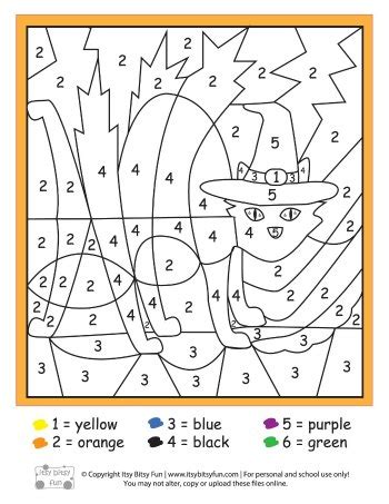 halloween color  numbers worksheets itsy bitsy fun