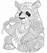 Panda Coloring Zentangle Pages Animal Bamboo Eating Mandala Easy Pandas Color Print Bear Printable Adult Drawing Colouring Rachel Adults Cartoon sketch template