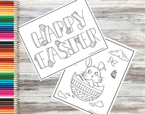 happy easter colouring pages printable colouring pages etsy