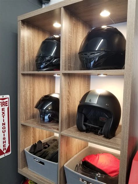 motorcycle helmet  gear storage cabinet   garage