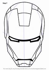 Iron Draw Helmet Man Drawing Step Mask Face Easy Avengers Drawingtutorials101 Ironman Para Sketch Drawings Outline Coloring Cartoon Pages Sketches sketch template