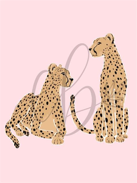 cheetahs art print jungle cat physical art print blush pink cheetah