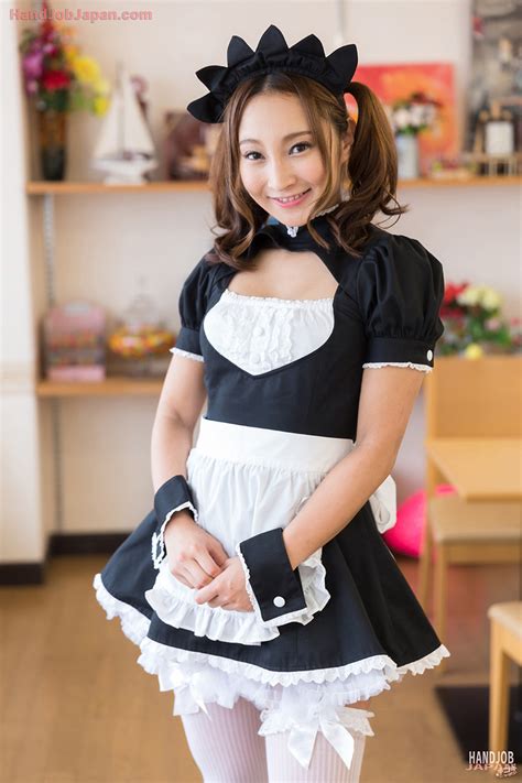 cute japanese maid gives her boss a handjob after he watches her