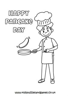 pancake day flipping colouring page kids puzzles  games