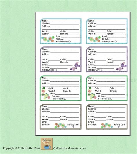 printable address book template excel excel templates