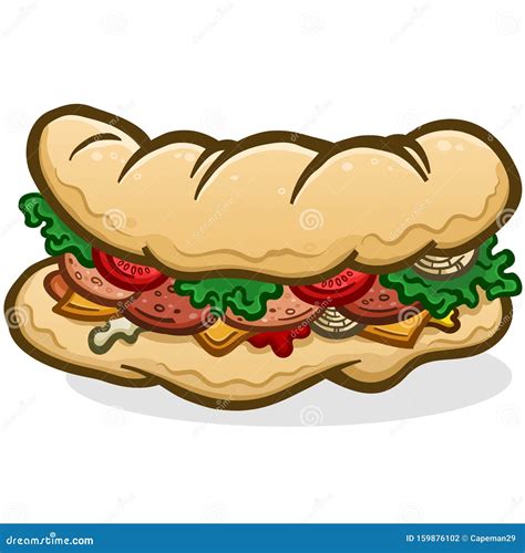 submarine sandwich cartoon illustration stock vector illustration