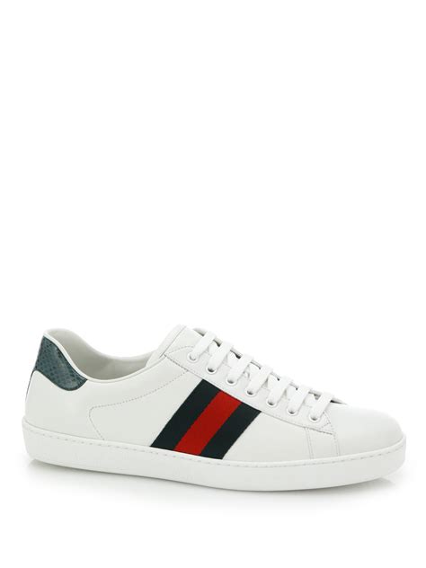 gucci croc detail ace leather sneakers  white  men lyst