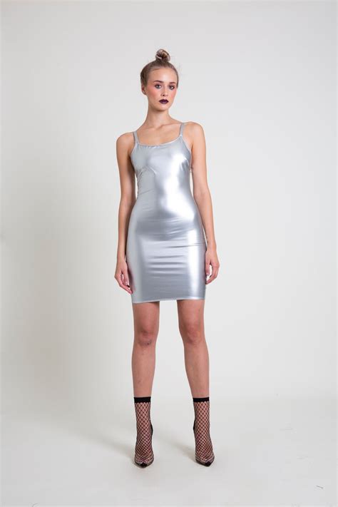 the silver pvc mini dress l a roxx