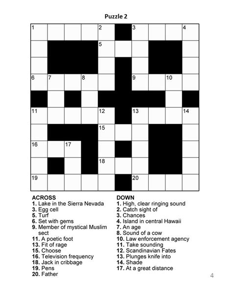 printable crosswords  answers