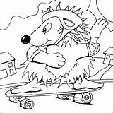 Coloring Hedgehog Skateboarding Pages Printables Print sketch template