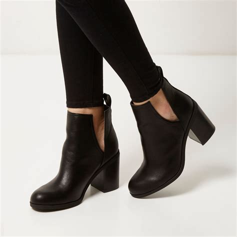 lyst river island black cut  side heeled ankle boots  black