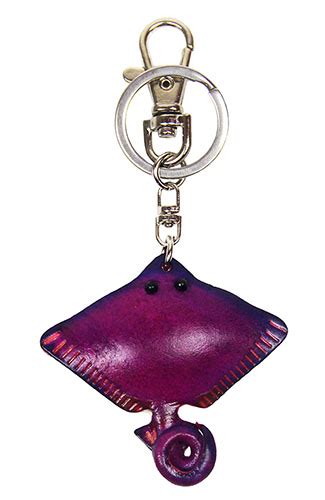 Purple Stingray Leather Keychain