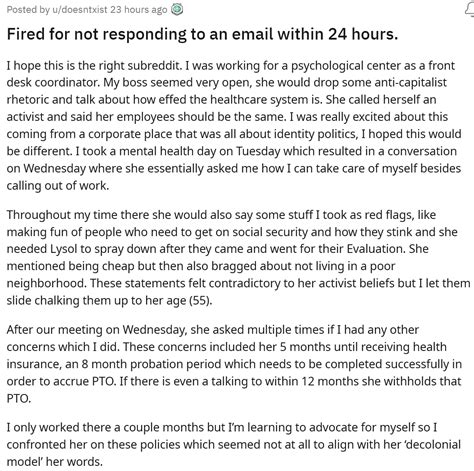 employee gets fired for not responding to email within 24hrs