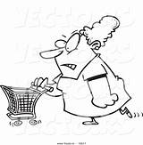 Cartoon Shopping Grocery Coloring Outline Woman Grumpy Vector Leishman Ron Royalty Graphic sketch template