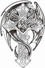 Celtic Dragon Coloring Tattoos Tattoo Pages Designs Cross Visit sketch template