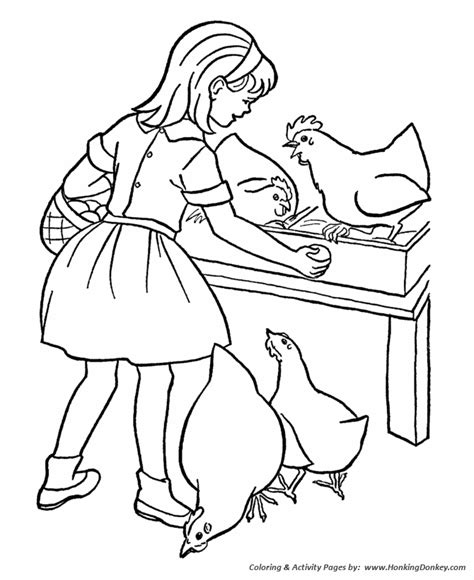 farm work  chores coloring pages printable farm girl collecting