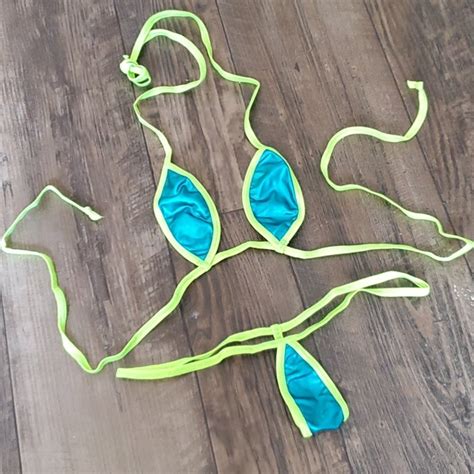 bitsy s bikinis swim electric blue and green bikini by bitsys