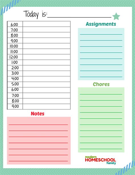home school daily planner templates  allbusinesstemplatescom