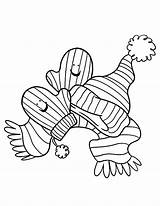 Coloring Pages Mittens Winter Atributes sketch template