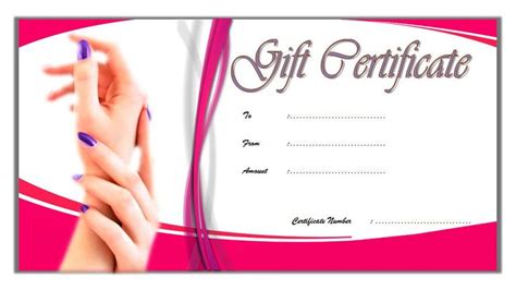 nail salon gift certificate template   printable gift